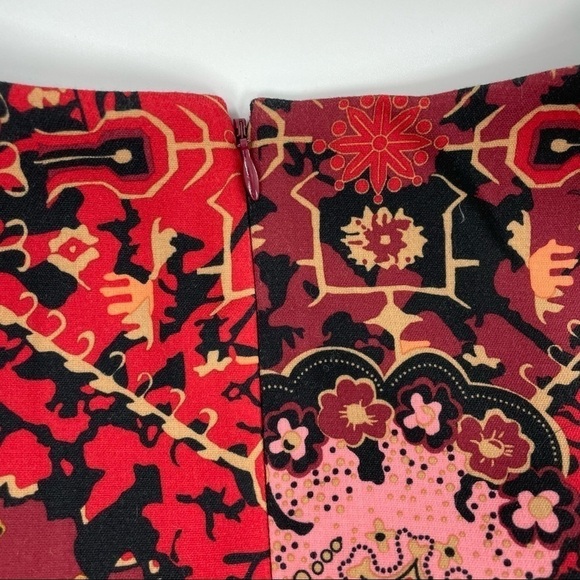 Talbots red paisley print ponte lined sheath dress 10P - Picture 6 of 8